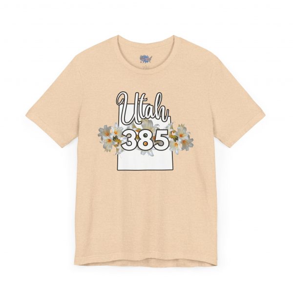 Utah State Flower Sego Lily 385 Area Code by State of Mine Floral Unisex Tee, Casual Shirt, Vintage Vibe, Gift for Utah Lovers, Summer Wear, Vacation Essential - Image 11