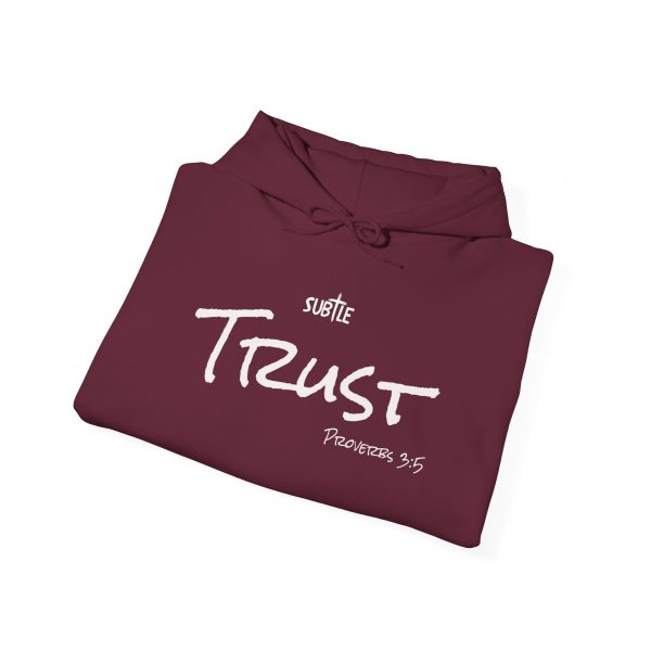 Trust by Subtle--Unisex Dark Colored Hoodie, Cozy Sweatshirt, Faith-Based Inspirational Apparel, Proverbs 3:5 - Image 24