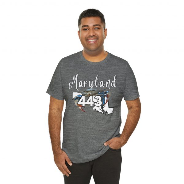 Maryland Blue Crab Design 443 Area Code by State of Mine Short Sleeve Tee, Unisex Summer Shirt, State Pride Tee, Beach T-Shirt, Gift for Marylanders - Image 16