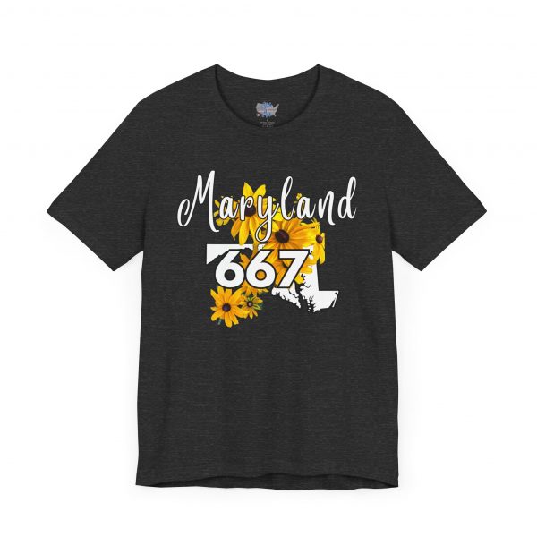 Maryland State Flower The Black-eyed Susan 667 Area Code by State of Mine Short Sleeve Tee, Casual Tee, Maryland Gift, Summer Shirt, State Pride Top, Floral Graphic Tee, Unisex T-Shirt - Image 40