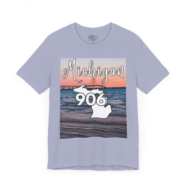 Michigan 906 Area Code by State of Mine Short Sleeve Tee - Mackinac Bridge, Unisex Jersey T-Shirt, Perfect Gift for Beach Lovers, Summer Style, Michigan Souvenir - Image 24