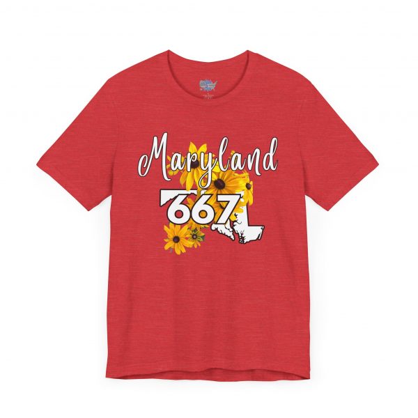 Maryland State Flower The Black-eyed Susan 667 Area Code by State of Mine Short Sleeve Tee, Casual Tee, Maryland Gift, Summer Shirt, State Pride Top, Floral Graphic Tee, Unisex T-Shirt - Image 10