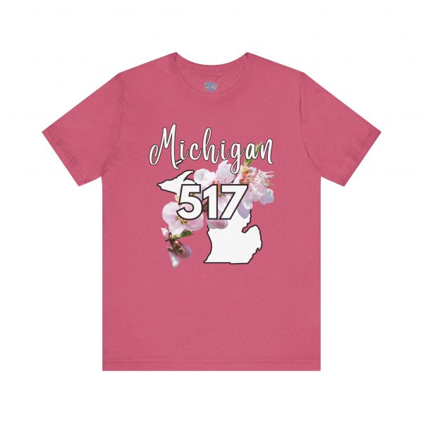 Michigan State Flower The Apple Blossom 517 Area Code by State of Mine. Unisex Jersey Short Sleeve Tee - Cozy Everyday Wear, Casual Style, Summer Essentials, Gift for Friends, Graphic Tee - Image 48