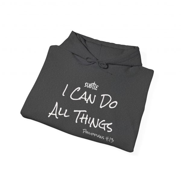 I Can Do All Things by Subtle--Unisex Dark Colored Hoodie, Cozy Sweatshirt, Faith-Based Inspirational Apparel, Philippians 4:13 - Image 36