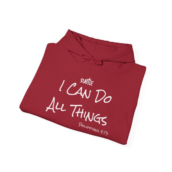 I Can Do All Things by Subtle--Unisex Dark Colored Hoodie, Cozy Sweatshirt, Faith-Based Inspirational Apparel, Philippians 4:13 - Image 12