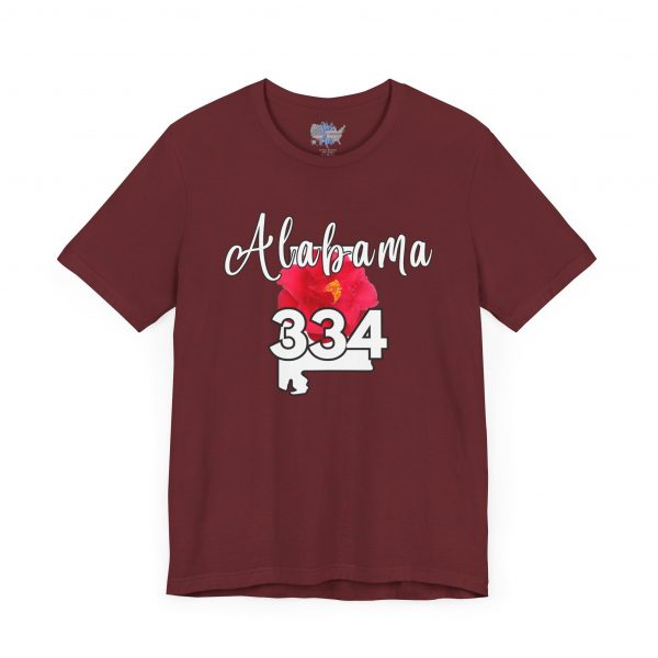 Alabama State Flower the Camellia 334 Area Code Tee by Simply Stated, Casual Summer Wear, State Pride T-Shirt, Travel Souvenir, Gift for Him/Her, Festival Outfit, Outdoor Activities - Image 8