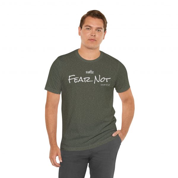 Fear Not by Subtle Merch--Unisex Dark Colored Heavy Cotton T-Shirt, Faith-Based and Inspirational, Isaiah 41:10 - Image 15