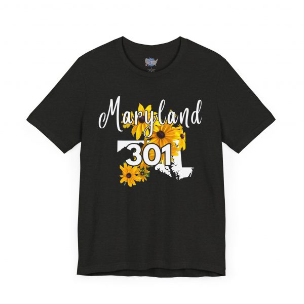 Maryland State Flower 301 Area Code by State of Mine Short Sleeve Tee, Casual Tee, Maryland Gift, Summer Shirt, State Pride Top, Floral Graphic Tee, Unisex T-Shirt - Image 19