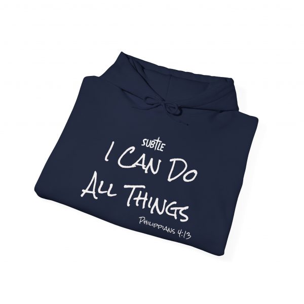 I Can Do All Things by Subtle--Unisex Dark Colored Hoodie, Cozy Sweatshirt, Faith-Based Inspirational Apparel, Philippians 4:13 - Image 44