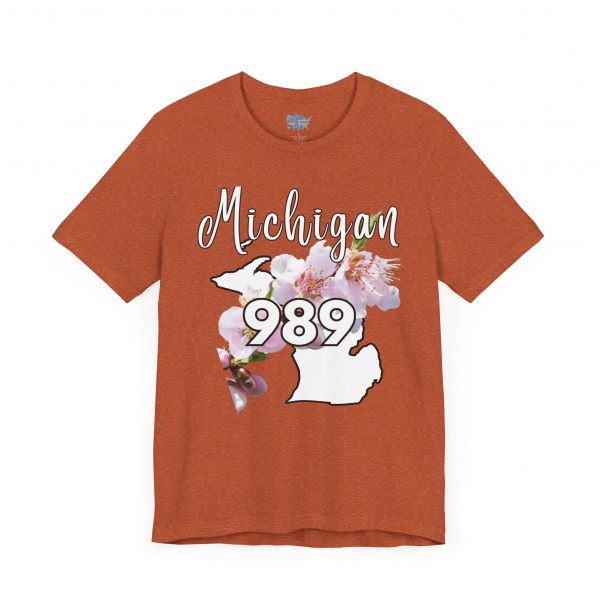 Michigan State Flower The Apple Blossom 989 Area Code by State of Mine. Unisex Jersey Short Sleeve Tee - Cozy Everyday Wear, Casual Style, Summer Essentials, Gift for Friends, Graphic Tee - Image 22