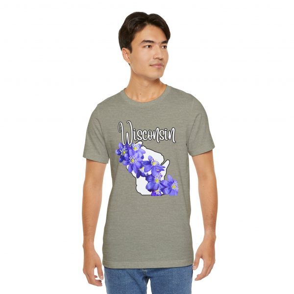 Wisconsin Floral Tee, Unisex Jersey Short Sleeve Shirt, Perfect for Gifts, Travel, and Casual Wear, Ideal for Summer, Birthdays, and [...] - Image 14