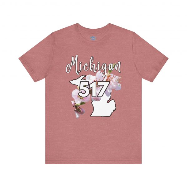 Michigan State Flower The Apple Blossom 517 Area Code by State of Mine. Unisex Jersey Short Sleeve Tee - Cozy Everyday Wear, Casual Style, Summer Essentials, Gift for Friends, Graphic Tee - Image 8