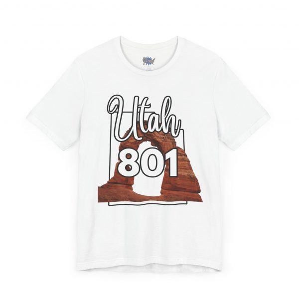 Utah 801 Area Code Arches by State of Mine. Unisex Jersey Tee, Outdoor Adventure Shirt, Travel Gift, Casual Wear, Summer Tee, Unique Design - Image 5