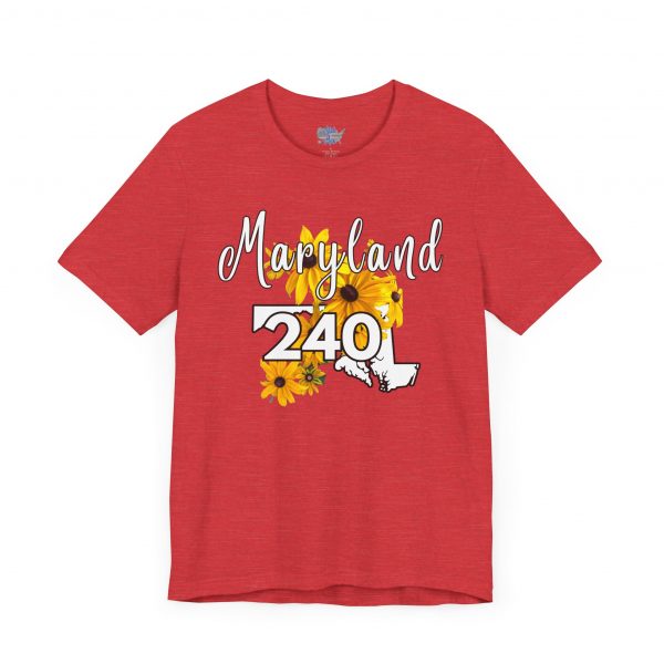 Maryland State Flower The Black-eyed Susan 240 Area Code by State of Mine Short Sleeve Tee, Casual Tee, Maryland Gift, Summer Shirt, State Pride Top, Floral Graphic Tee, Unisex T-Shirt