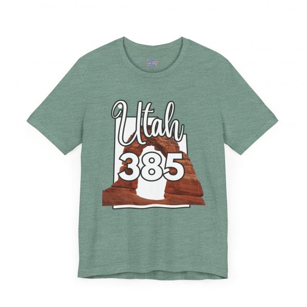 Utah 385 Area Code Arches by State of Mine. Unisex Jersey Tee, Outdoor Adventure Shirt, Travel Gift, Casual Wear, Summer Tee, Unique Design - Image 5