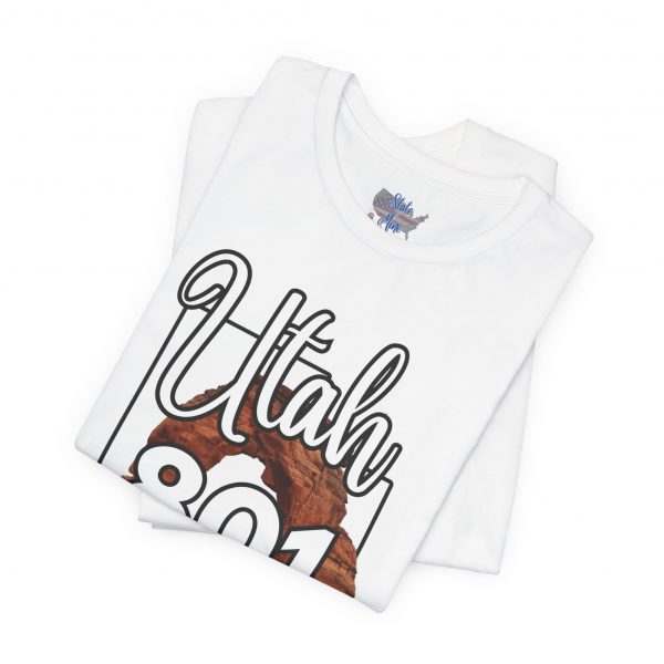 Utah 801 Area Code Arches by State of Mine. Unisex Jersey Tee, Outdoor Adventure Shirt, Travel Gift, Casual Wear, Summer Tee, Unique Design - Image 6