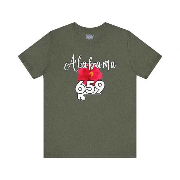 Alabama State Flower the Camellia 659 Area Code Tee by State of Mine, Casual Summer Wear, State Pride T-Shirt, Travel Souvenir, Gift for Him/Her, Festival Outfit, Outdoor Activities - Image 2