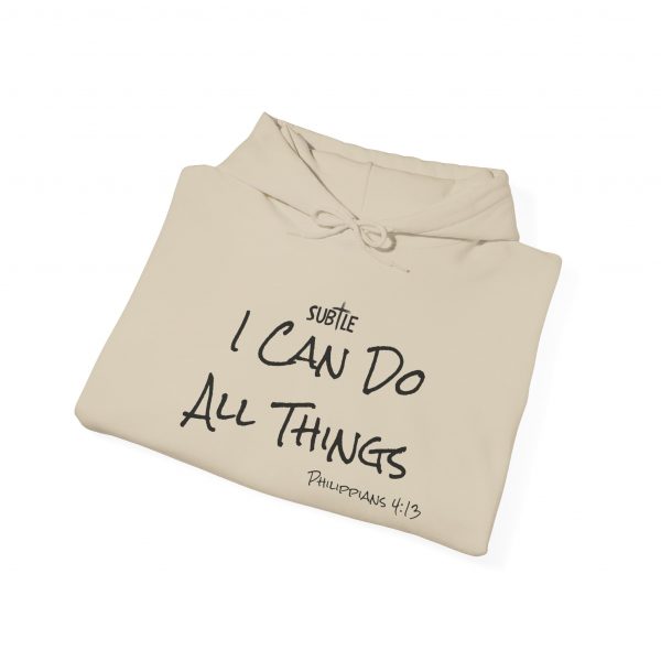 I Can Do All Things by Subtle--Unisex Hoodie, Cozy Sweatshirt, Faith-Based Inspirational Apparel, Philippians 4:13 - Image 2