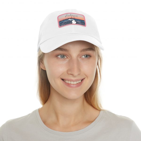 Michigan Sunset Dad Hat with Leather Patch, Beach Vibes Cap, Gift for Dad, Outdoor Hat, Casual Style Headwear - Image 32