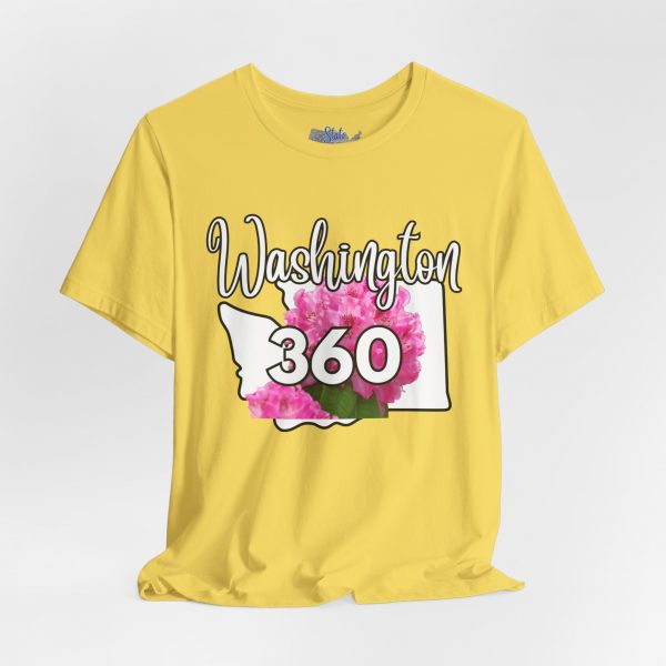 Washington State Flower the Pacific Rhododendron 360 Area Code by State of Mine Tee, Unisex Jersey Short Sleeve Shirt, Perfect for Gifts, Travel, and Casual Wear, Ideal for Summer, Birthdays, and [...] - Image 3