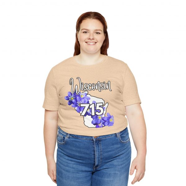Wisconsin State Flower the Blue Violet by State of Mine Area Code 715 Tee, Unisex Jersey Short Sleeve Shirt, Perfect for Gifts, Travel, and Casual Wear, Ideal for Summer, Birthdays, and [...] - Image 6