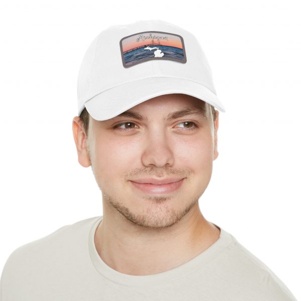 Michigan Sunset Dad Hat with Leather Patch, Beach Vibes Cap, Gift for Dad, Outdoor Hat, Casual Style Headwear - Image 28
