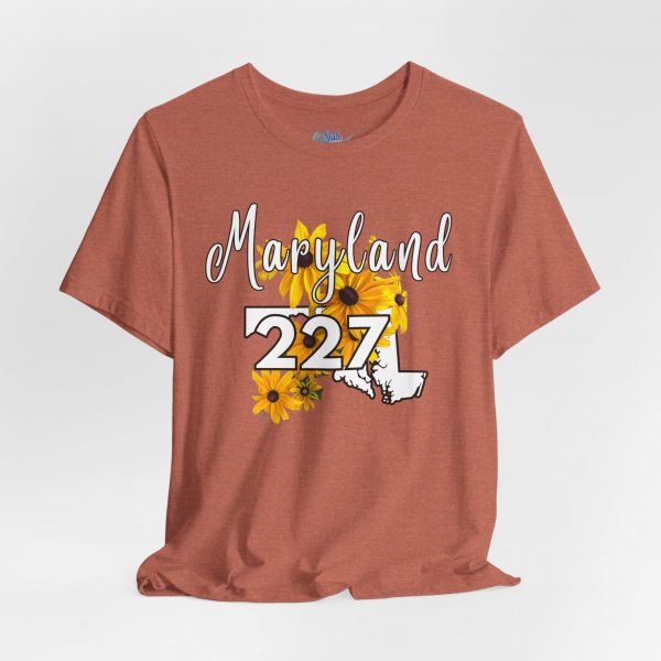 Maryland State Flower The Black-eyed Susan 227 Area Code by State of Mine Short Sleeve Tee, Casual Tee, Maryland Gift, Summer Shirt, State Pride Top, Floral Graphic Tee, Unisex T-Shirt - Image 5