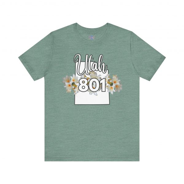 Utah State Flower Sego Lily 801 Area Code by State of Mine Floral Unisex Tee, Casual Shirt, Vintage Vibe, Gift for Utah Lovers, Summer Wear, Vacation Essential - Image 25