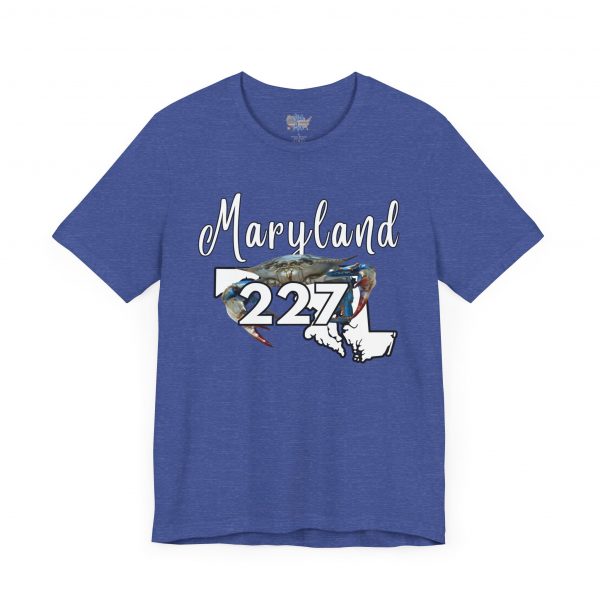 Maryland Blue Crabs 227 Area Code by State of Mine Short Sleeve Tee, Unisex Summer Shirt, State Pride Tee, Beach T-Shirt, Gift for Marylanders