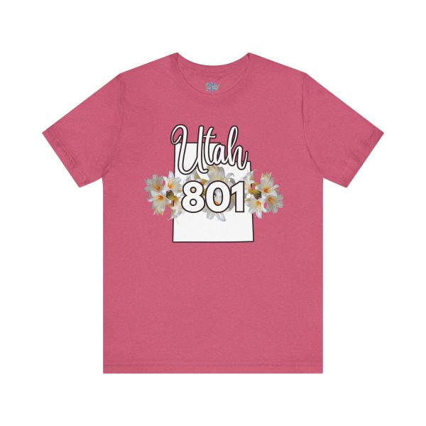 Utah State Flower Sego Lily 801 Area Code by State of Mine Floral Unisex Tee, Casual Shirt, Vintage Vibe, Gift for Utah Lovers, Summer Wear, Vacation Essential - Image 49