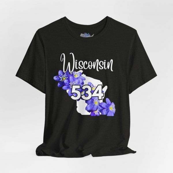 Wisconsin State Flower the Blue Violet by State of Mine Area Code 534 Tee, Unisex Jersey Short Sleeve Shirt, Perfect for Gifts, Travel, and Casual Wear, Ideal for Summer, Birthdays, and [...] - Image 9