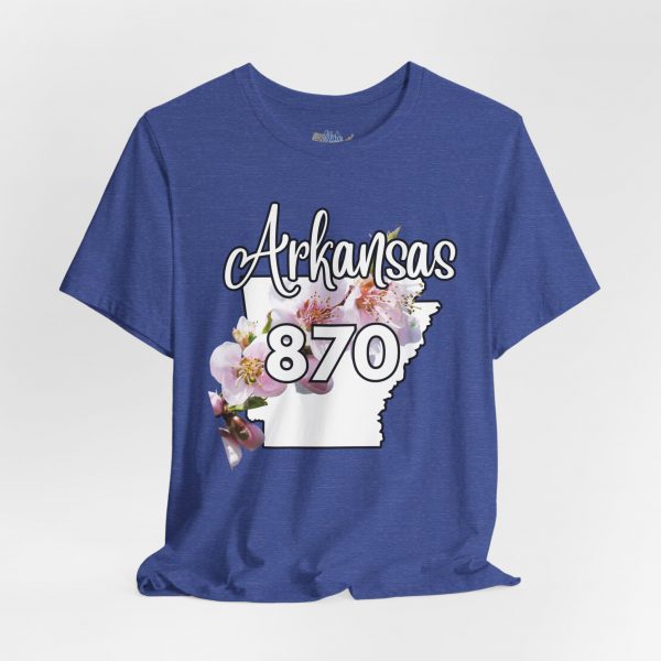 Arkansas State Flower The Apple Blossom 870 Area Code by State of Mine. Unisex Jersey Short Sleeve Tee - Cozy Everyday Wear, Casual Style, Summer Essentials, Gift for Friends, Graphic Tee - Image 5