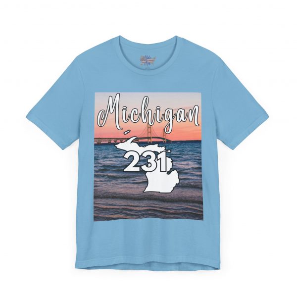 Michigan 231 Area Code by State of Mine Short Sleeve Tee - Mackinac Bridge, Unisex Jersey T-Shirt, Perfect Gift for Beach Lovers, Summer Style, Michigan Souvenir - Image 28