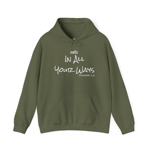 In All Your Ways by Subtle--Unisex Dark Colored Hoodie, Cozy Sweatshirt, Faith-Based Inspirational Apparel, Proverbs 3:6 - Image 5