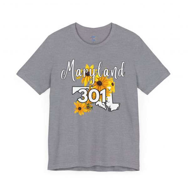 Maryland State Flower 301 Area Code by State of Mine Short Sleeve Tee, Casual Tee, Maryland Gift, Summer Shirt, State Pride Top, Floral Graphic Tee, Unisex T-Shirt - Image 31