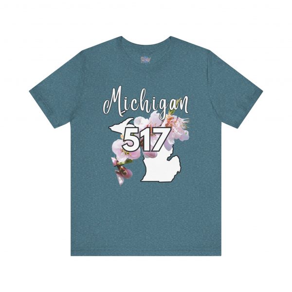 Michigan State Flower The Apple Blossom 517 Area Code by State of Mine. Unisex Jersey Short Sleeve Tee - Cozy Everyday Wear, Casual Style, Summer Essentials, Gift for Friends, Graphic Tee - Image 44