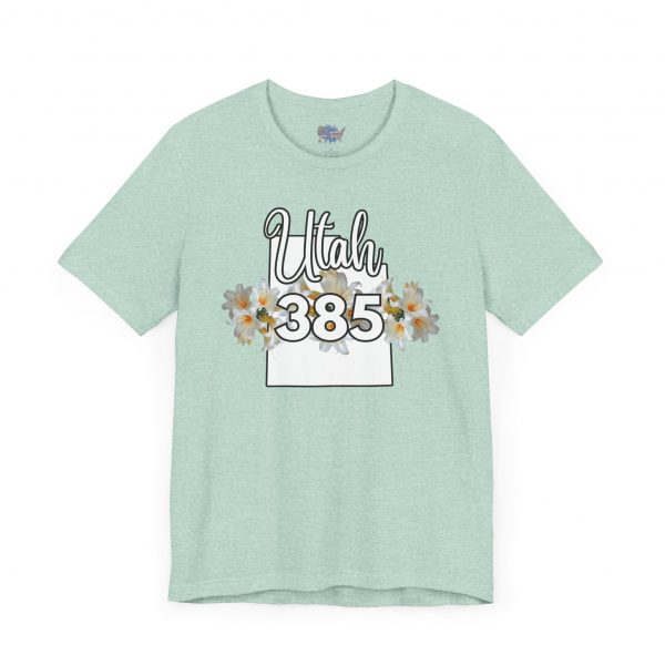 Utah State Flower Sego Lily 385 Area Code by State of Mine Floral Unisex Tee, Casual Shirt, Vintage Vibe, Gift for Utah Lovers, Summer Wear, Vacation Essential - Image 27