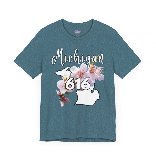 Michigan State Flower The Apple Blossom 616 Area Code by State of Mine. Unisex Jersey Short Sleeve Tee - Cozy Everyday Wear, Casual Style, Summer Essentials, Gift for Friends, Graphic Tee - Image 46