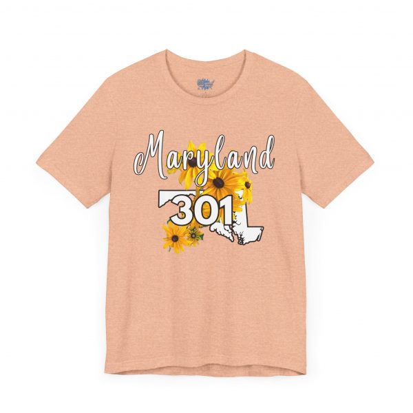 Maryland State Flower 301 Area Code by State of Mine Short Sleeve Tee, Casual Tee, Maryland Gift, Summer Shirt, State Pride Top, Floral Graphic Tee, Unisex T-Shirt - Image 7