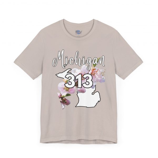 Michigan State Flower The Apple Blossom 313 Area Code by State of Mine. Unisex Jersey Short Sleeve Tee - Cozy Everyday Wear, Casual Style, Summer Essentials, Gift for Friends, Graphic Tee - Image 30