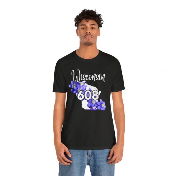 Wisconsin State Flower the Blue Violet by State of Mine 608 Area Code Tee, Unisex Jersey Short Sleeve Shirt, Perfect for Gifts, Travel, and Casual Wear, Ideal for Summer, Birthdays, and [...] - Image 10