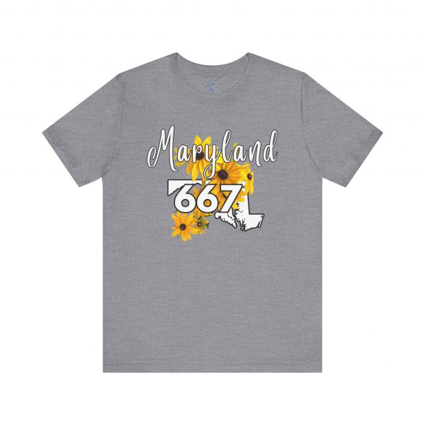 Maryland State Flower The Black-eyed Susan 667 Area Code by State of Mine Short Sleeve Tee, Casual Tee, Maryland Gift, Summer Shirt, State Pride Top, Floral Graphic Tee, Unisex T-Shirt - Image 34