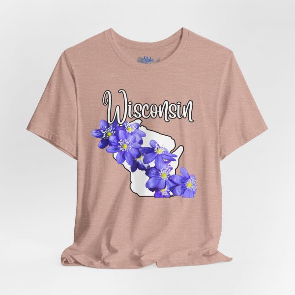 Wisconsin Floral Tee, Unisex Jersey Short Sleeve Shirt, Perfect for Gifts, Travel, and Casual Wear, Ideal for Summer, Birthdays, and [...] - Image 3
