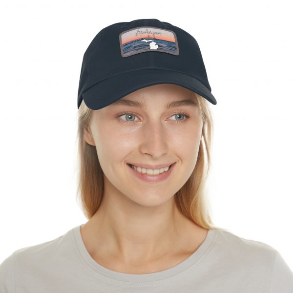 Michigan Sunset Dad Hat with Leather Patch, Beach Vibes Cap, Gift for Dad, Outdoor Hat, Casual Style Headwear - Image 24