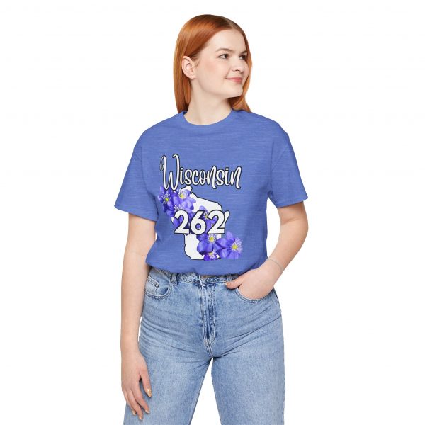 Wisconsin State Flower the Blue Violet by State of Mine 262 Area Code Tee, Unisex Jersey Short Sleeve Shirt, Perfect for Gifts, Travel, and Casual Wear, Ideal for Summer, Birthdays, and [...] - Image 2