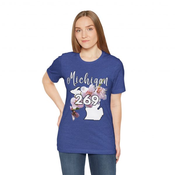 Michigan State Flower The Apple Blossom 269 Area Code by State of Mine. Unisex Jersey Short Sleeve Tee - Cozy Everyday Wear, Casual Style, Summer Essentials, Gift for Friends, Graphic Tee - Image 6