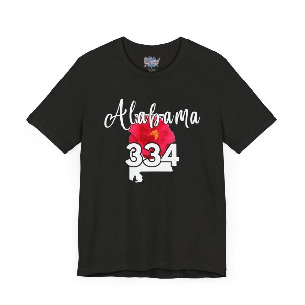 Alabama State Flower the Camellia 334 Area Code Tee by Simply Stated, Casual Summer Wear, State Pride T-Shirt, Travel Souvenir, Gift for Him/Her, Festival Outfit, Outdoor Activities - Image 3