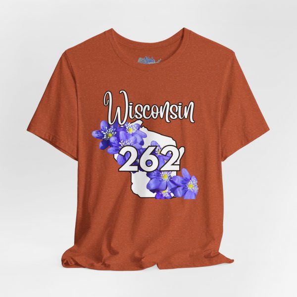 Wisconsin State Flower the Blue Violet by State of Mine 262 Area Code Tee, Unisex Jersey Short Sleeve Shirt, Perfect for Gifts, Travel, and Casual Wear, Ideal for Summer, Birthdays, and [...] - Image 7