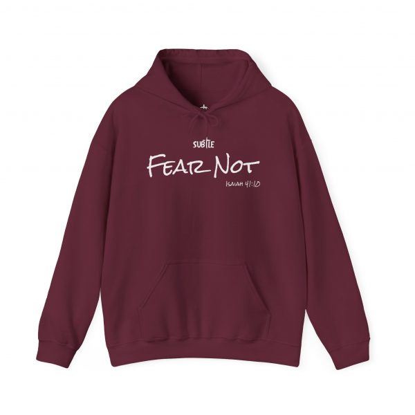 Fear Not by Subtle--Unisex Dark Colored Hoodie, Cozy Sweatshirt, Faith-Based Inspirational Apparel, Isaiah 41:10 - Image 9